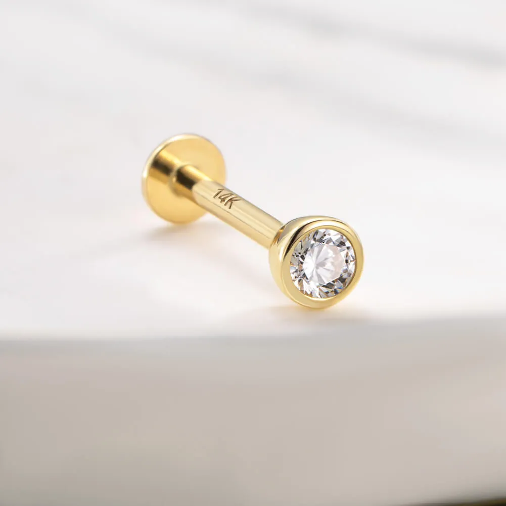 14K Gold & Titanium Free Combo Threadless CZ Top & Post Set