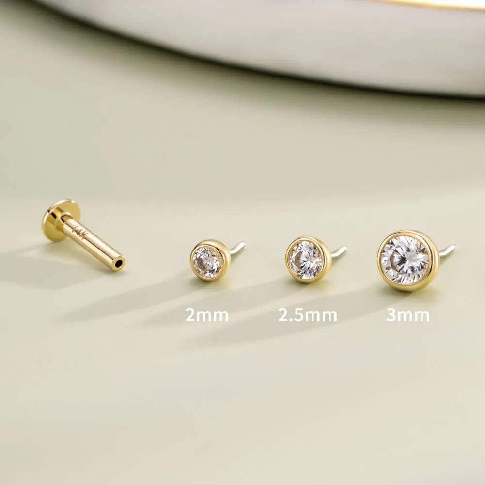 14K Gold & Titanium Free Combo Threadless CZ Top & Post Set