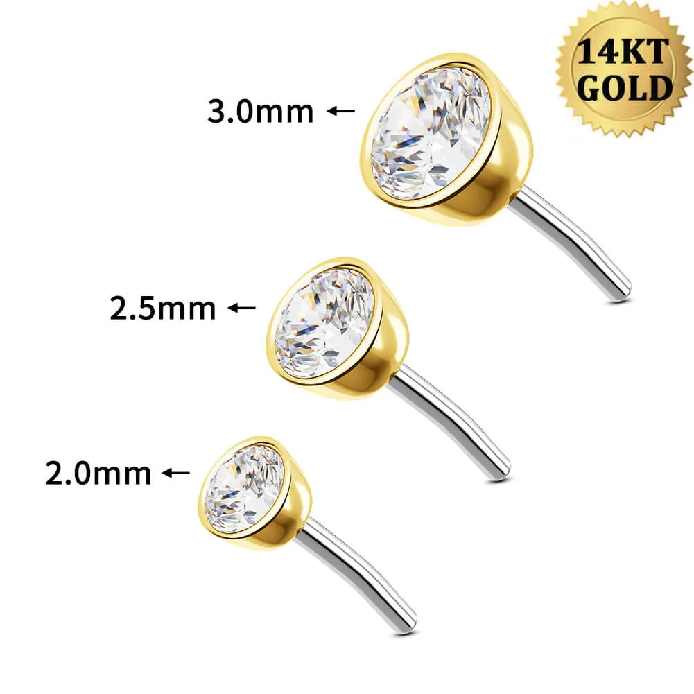 14K Gold & Titanium Free Combo Threadless CZ Top & Post Set