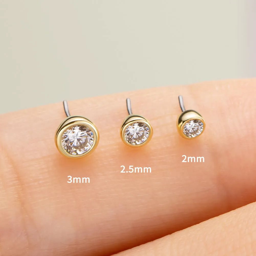 14K Gold & Titanium Free Combo Threadless CZ Top & Post Set