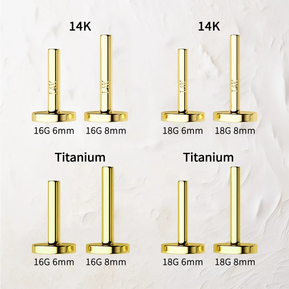 14K Gold & Titanium Free Combo Threadless CZ Top & Post Set