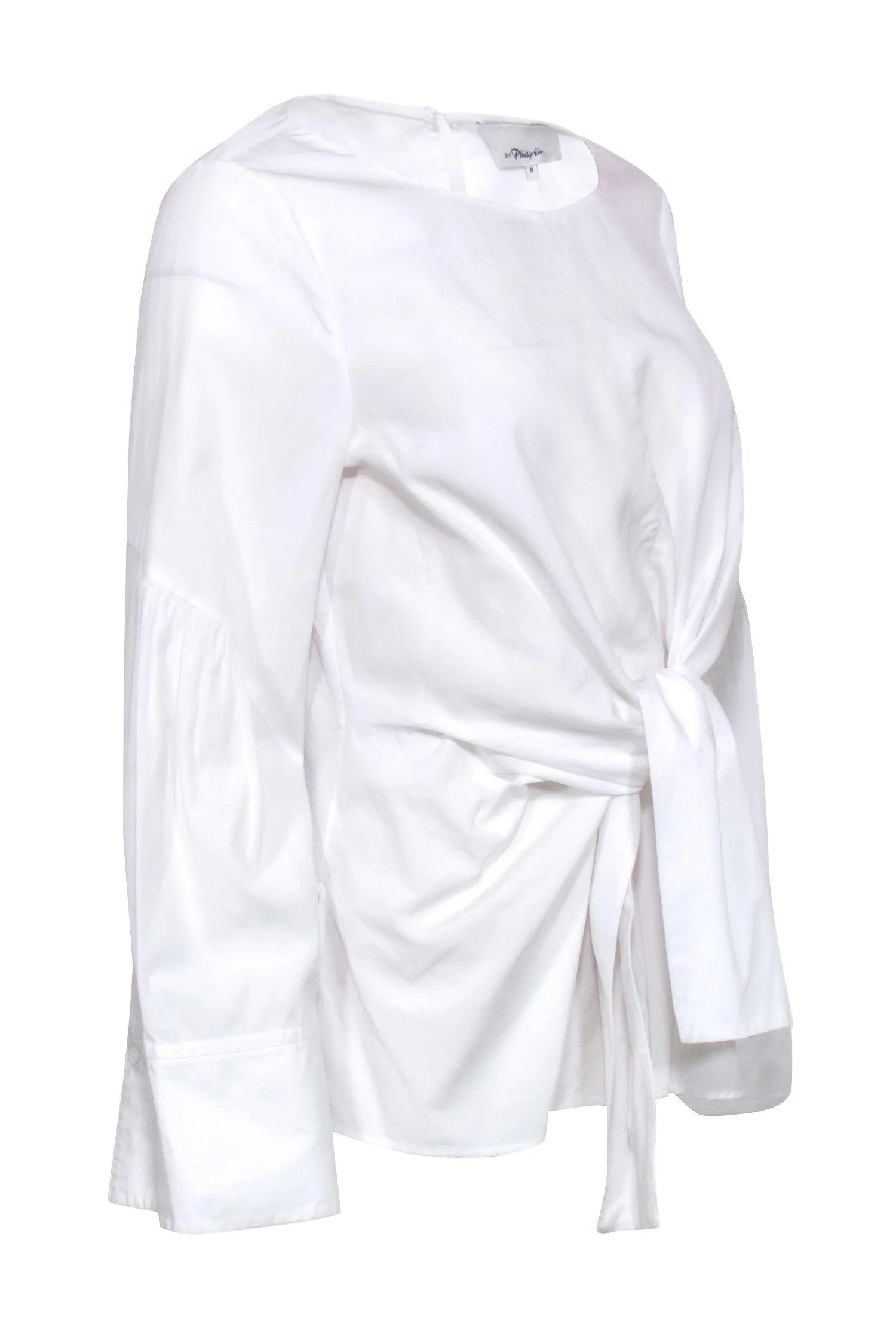 3.1 Phillip Lim - White Long Sleeve Tie Front Blouse Sz 8