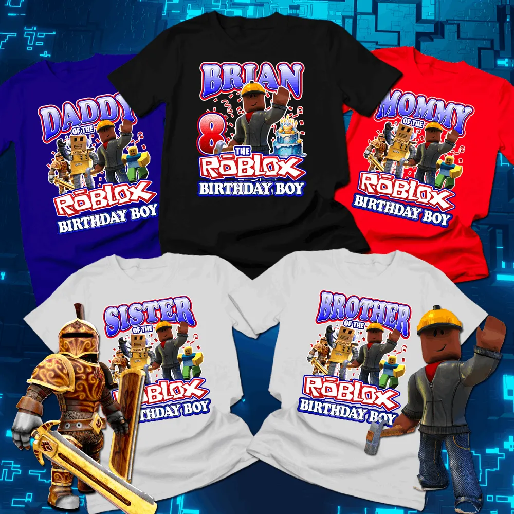 African American Roblox Birthday Boy Family Party Shirts, roblox birthday shirts