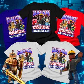African American Roblox Birthday Boy Family Party Shirts, roblox birthday shirts