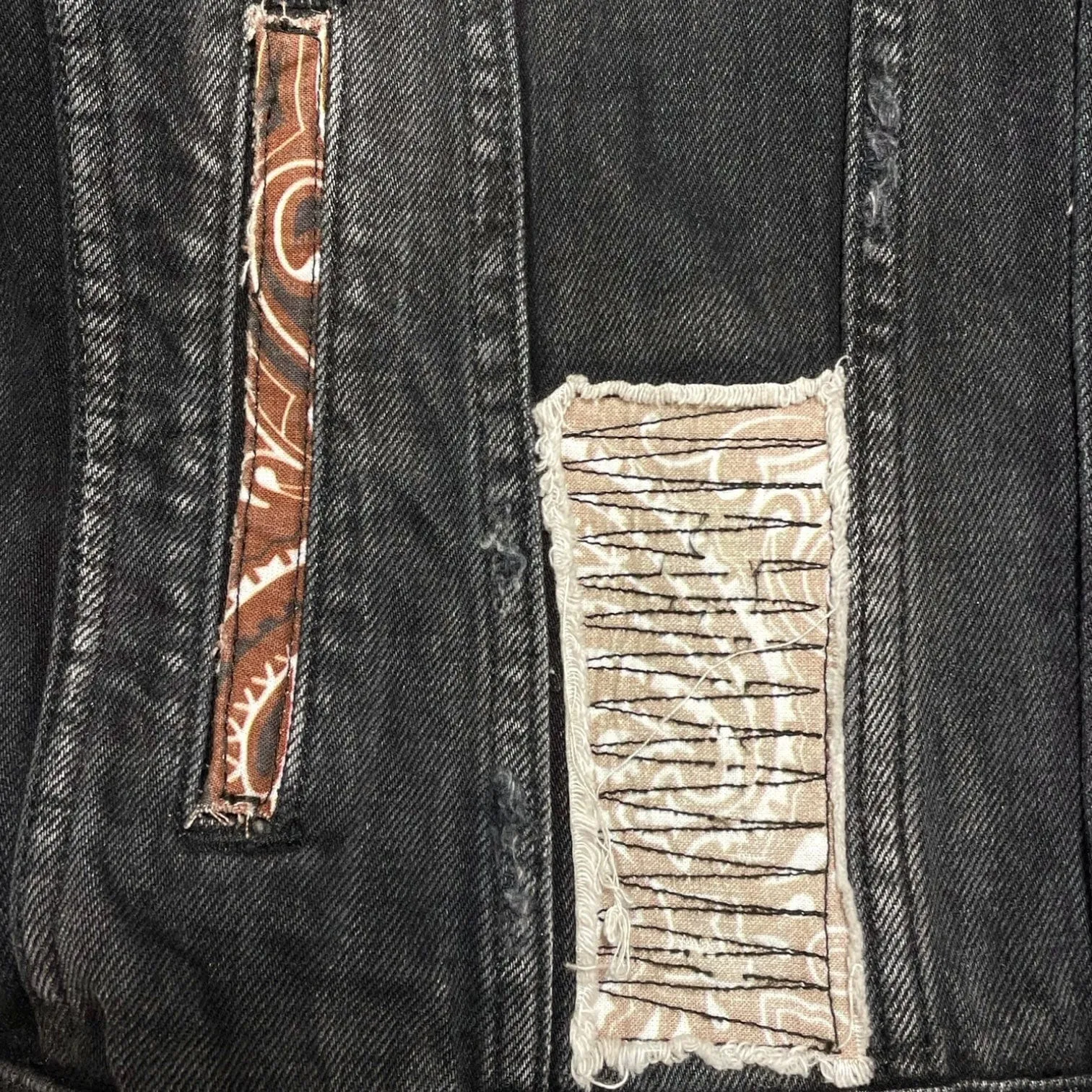 Amiri Bandana Art Patch Denim Jacket Aged Black
