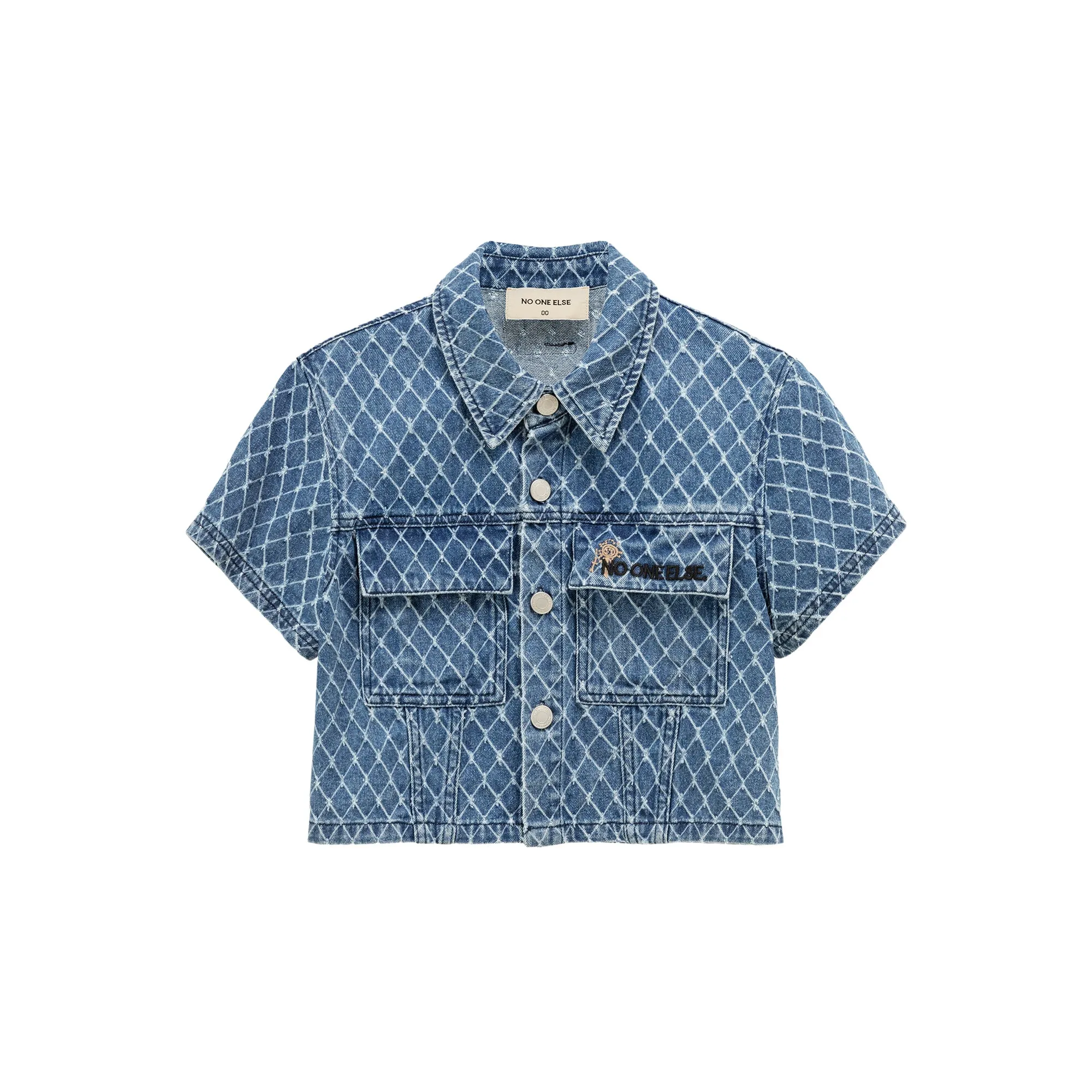 Argyle Embroidered Denim Jacket
