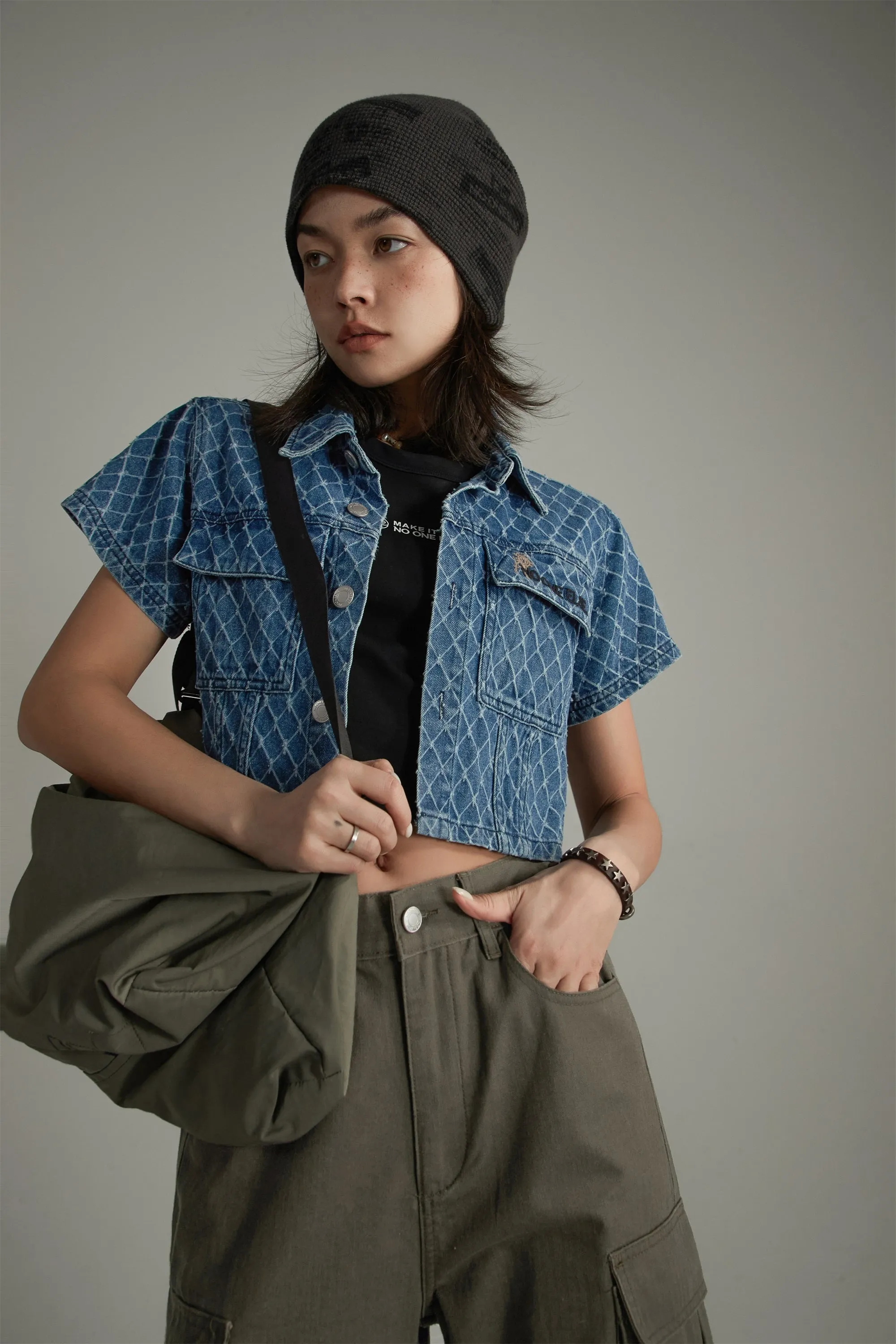 Argyle Embroidered Denim Jacket