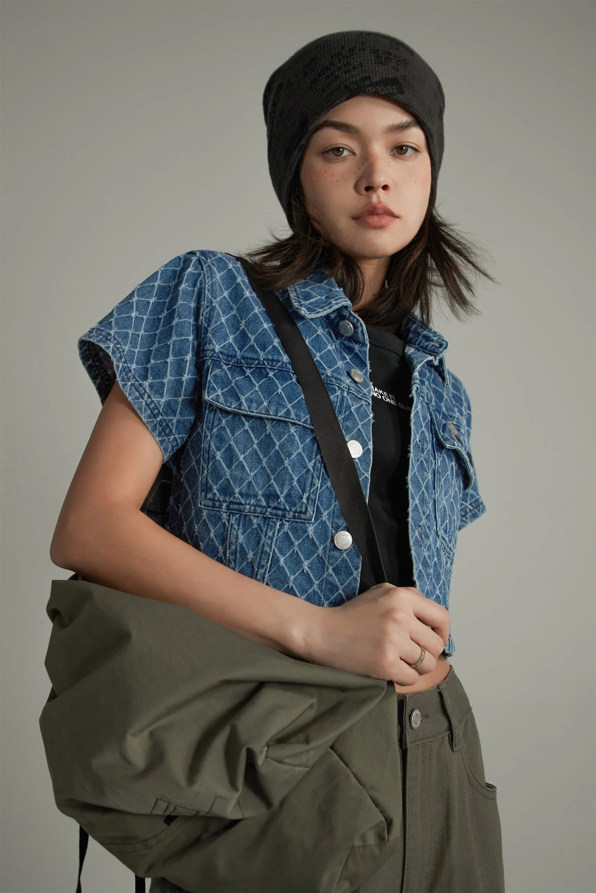 Argyle Embroidered Denim Jacket