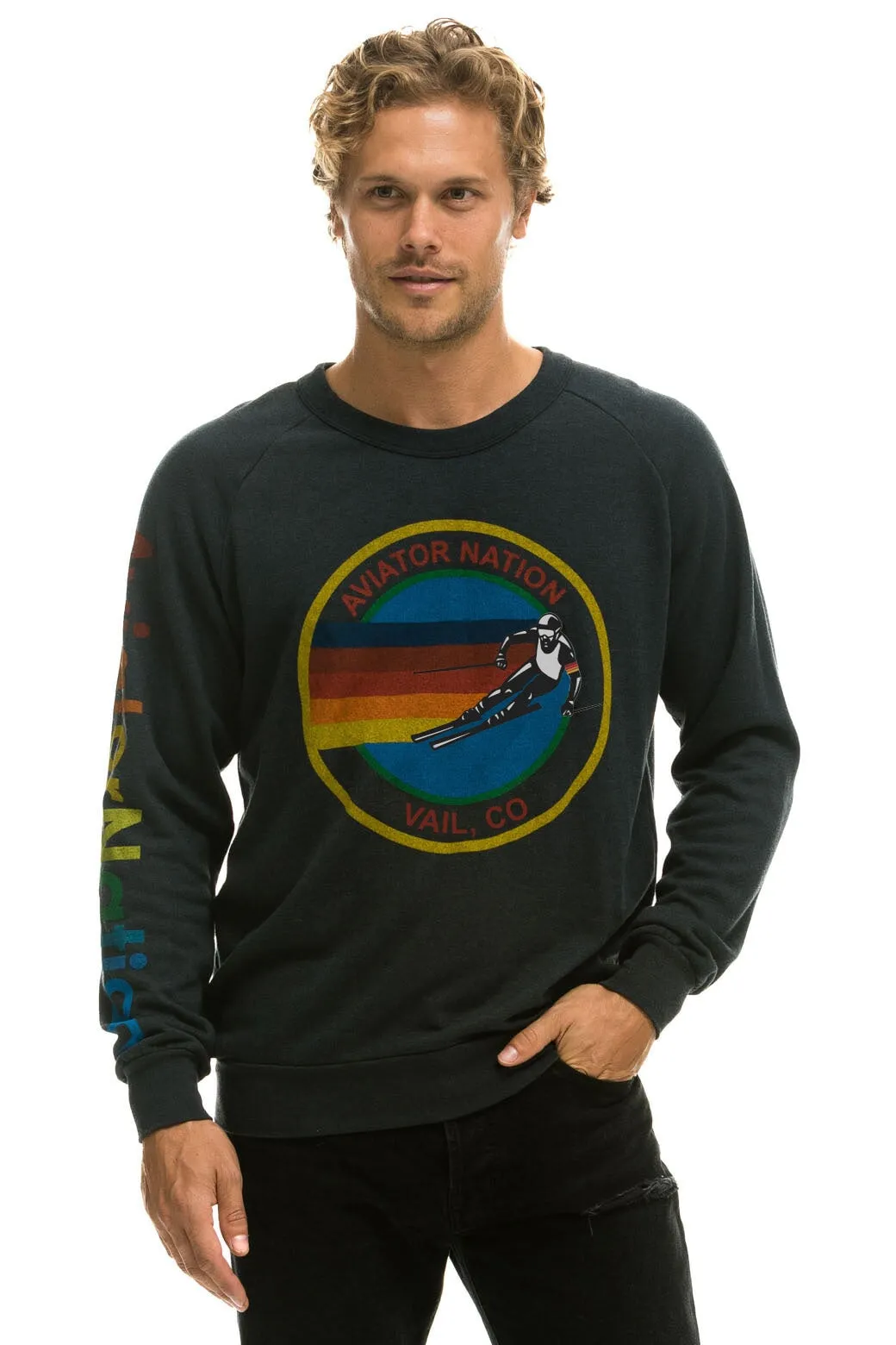 AVIATOR NATION VAIL CREW SWEATSHIRT - CHARCOAL