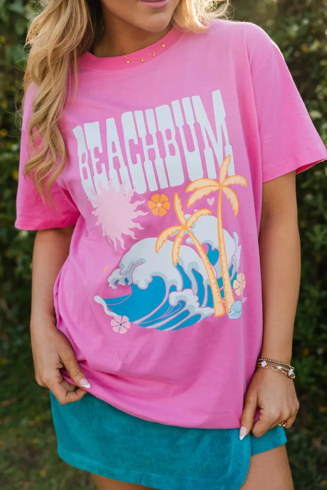 Beach Bum Hot Pink Oversized Graphic Tee
