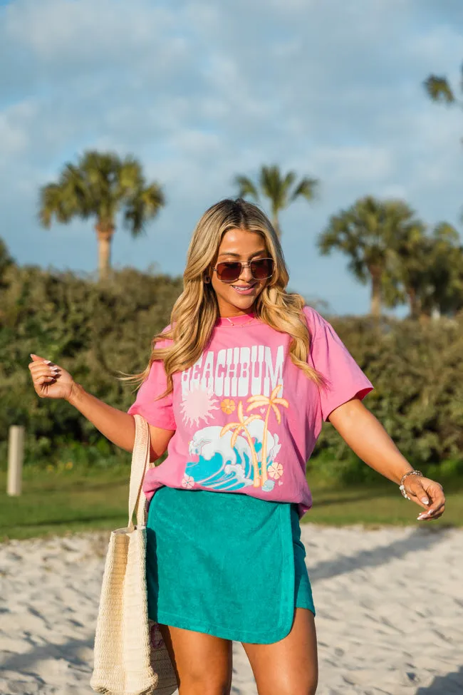 Beach Bum Hot Pink Oversized Graphic Tee