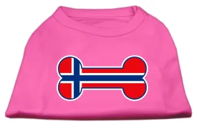 Bone Shaped Norway Flag Screen Print Shirts Bright Pink XXXL(20)