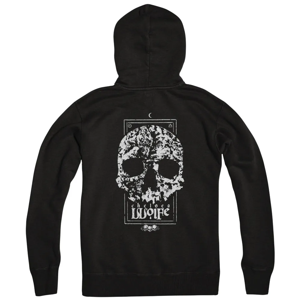 Sure, I can help optimize the title with some descriptive modifiers. Heres an improved version:

Dark Gothic Skull Zipper Hoodie by Chelsea Wolfe - Unisex Vintage Design