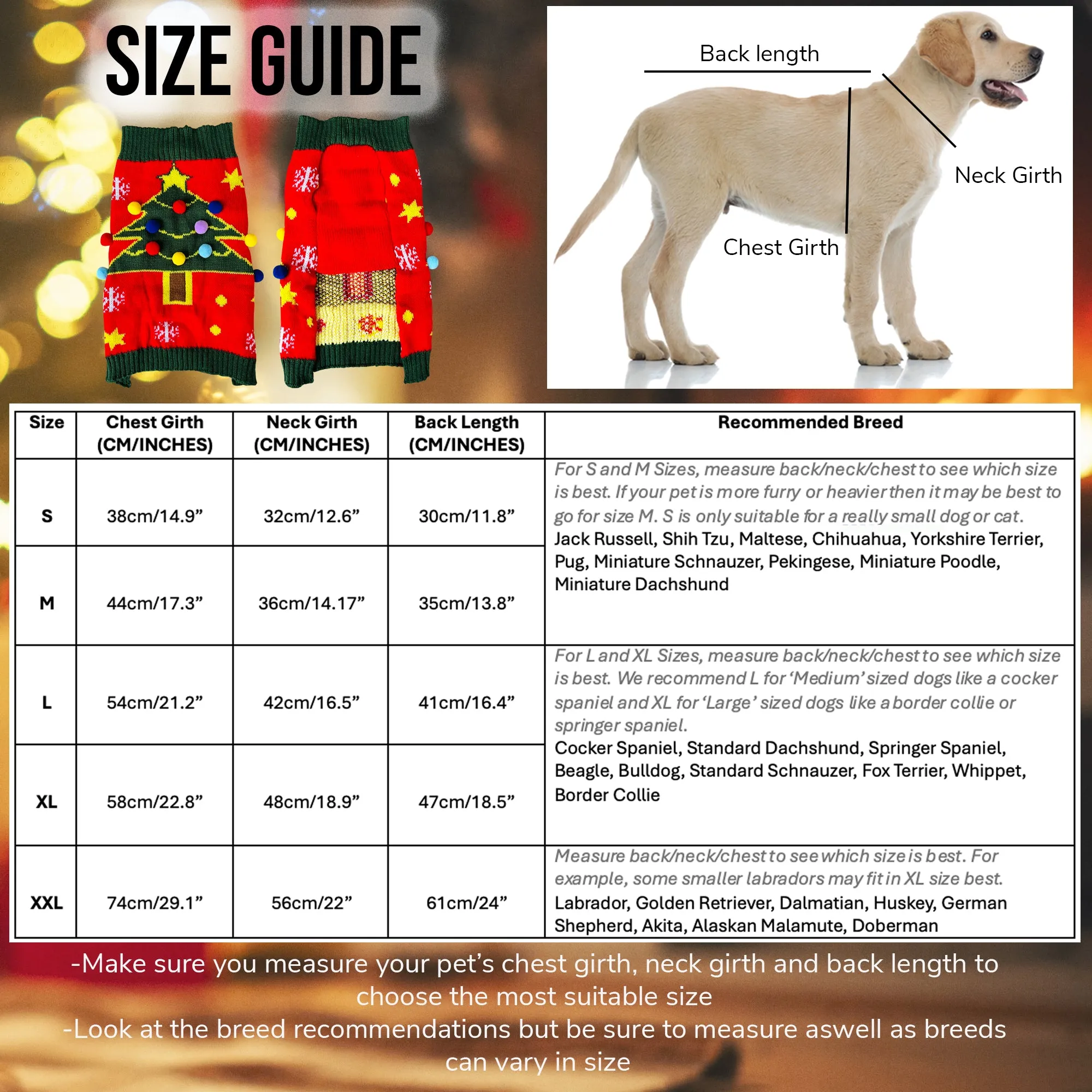 Christmas Dog Jumper Red with Tree Winter Sweater Coat for All Breeds and Sizes