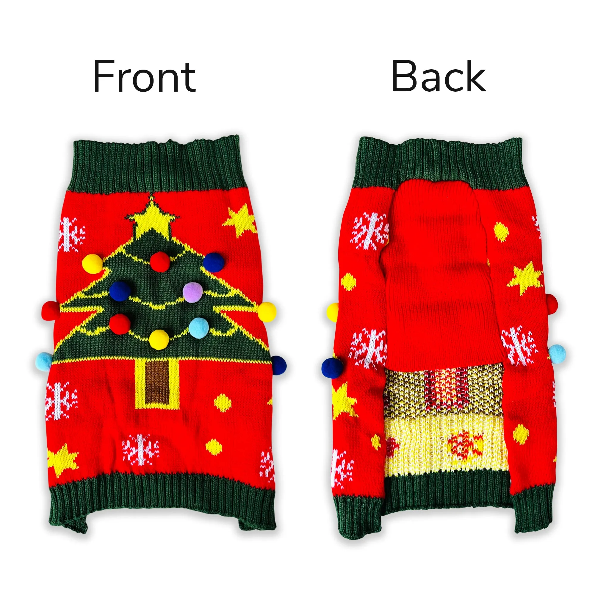 Christmas Dog Jumper Red with Tree Winter Sweater Coat for All Breeds and Sizes