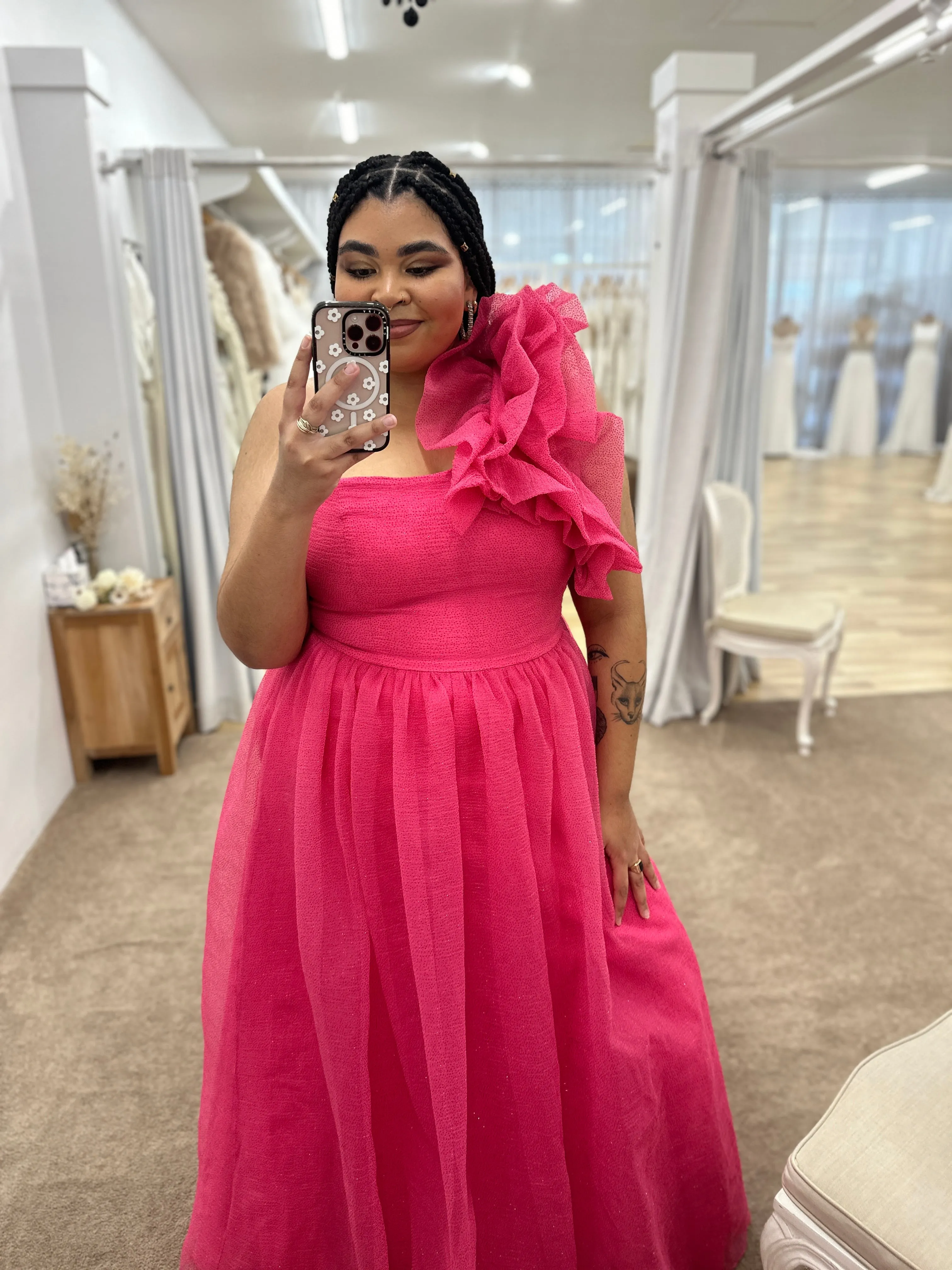 Corena One Shoulder Ruffle Ball Gown