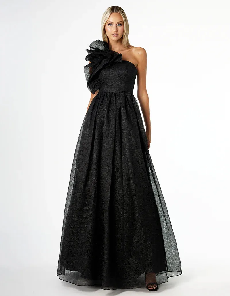 Corena One Shoulder Ruffle Ball Gown