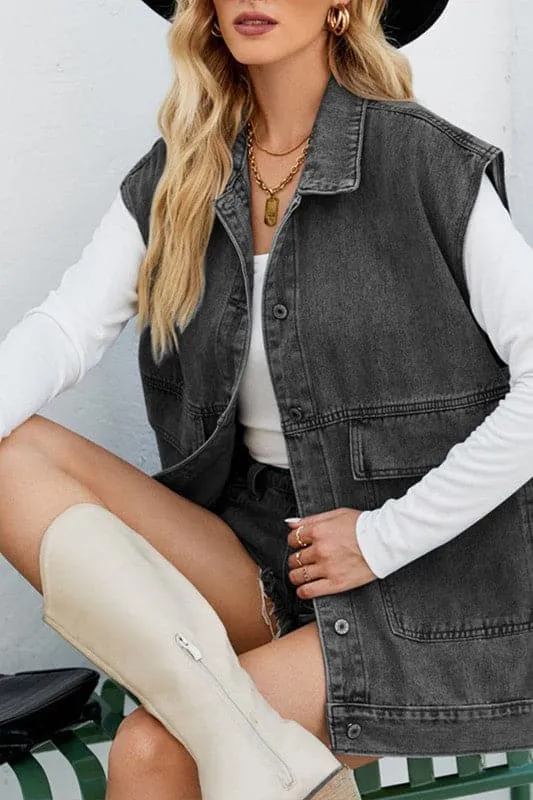 CX916 Denim Sleeveless Vest