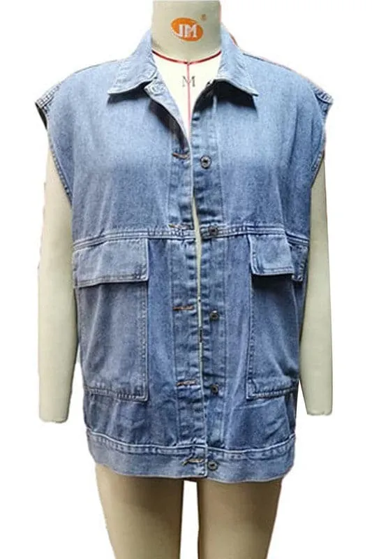 CX916 Denim Sleeveless Vest