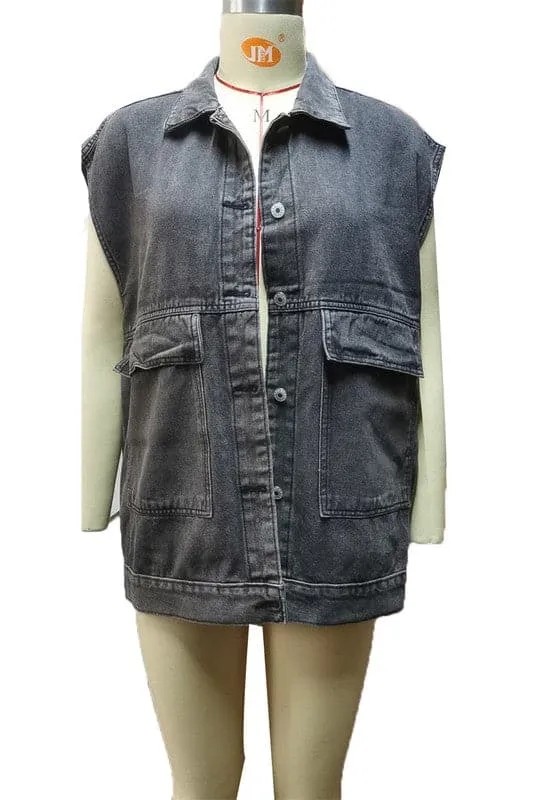 CX916 Denim Sleeveless Vest