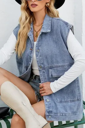 CX916 Denim Sleeveless Vest