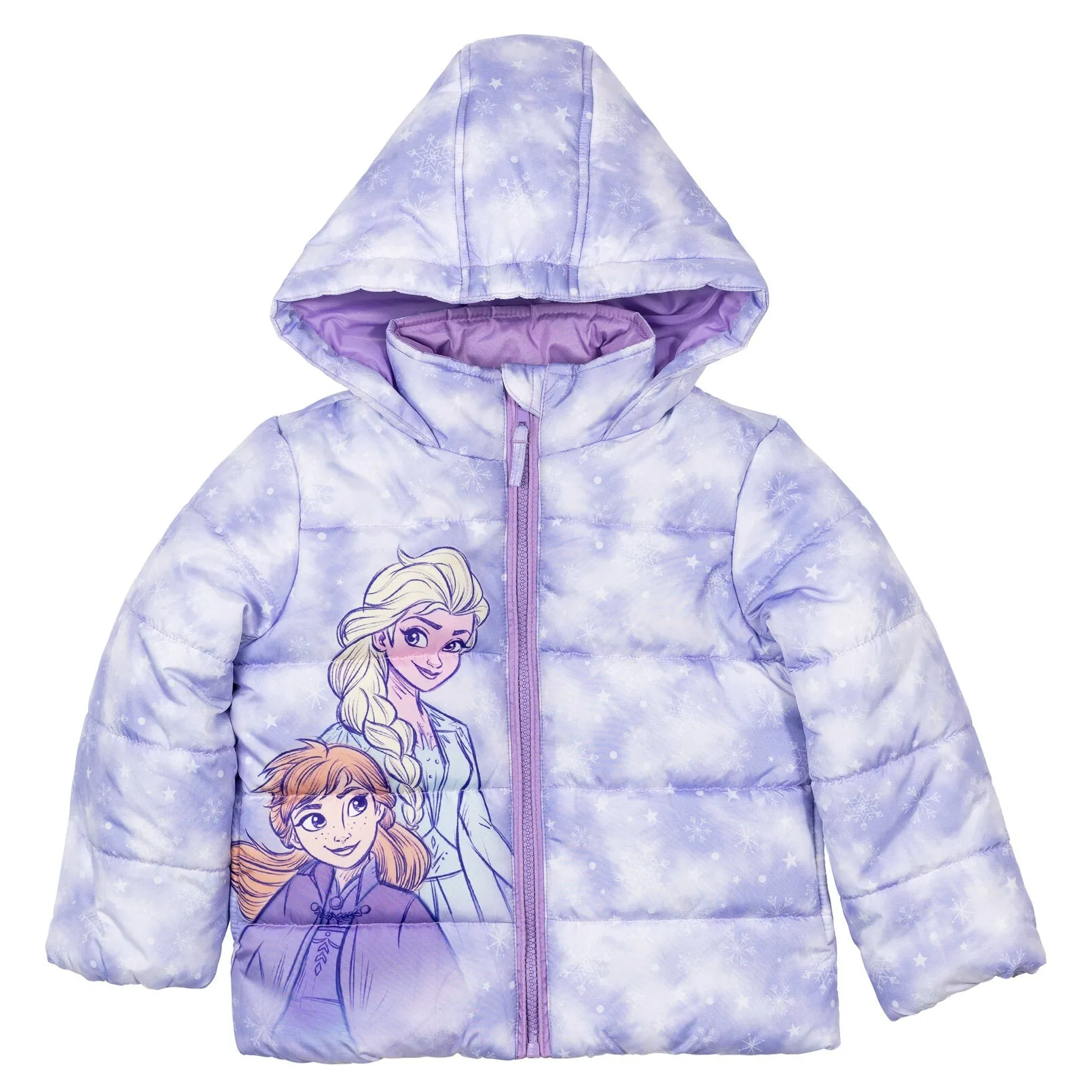 Disney Frozen Girls Puffer Jacket - Insulated Winter Zip-Up Coat