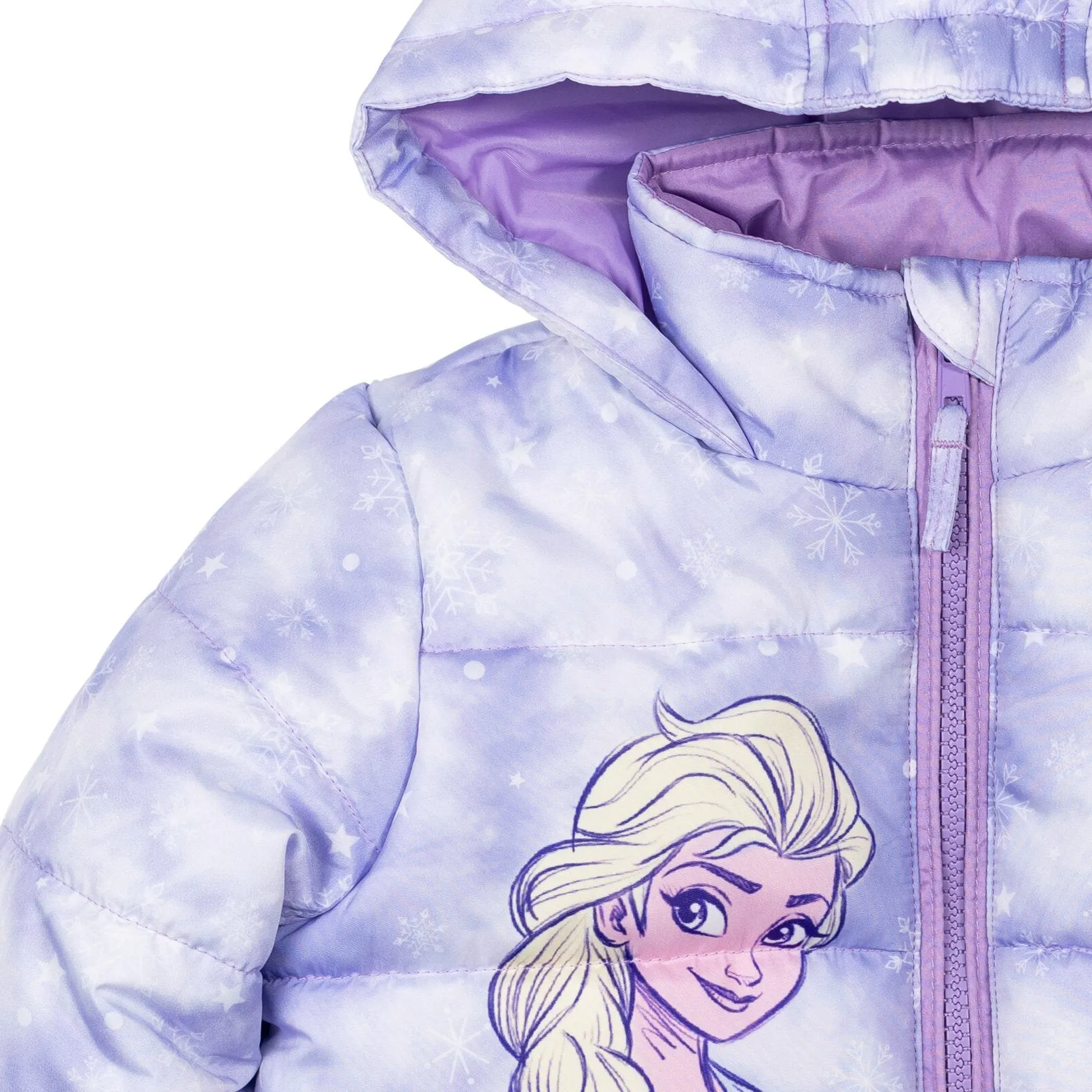Disney Frozen Girls Puffer Jacket - Insulated Winter Zip-Up Coat