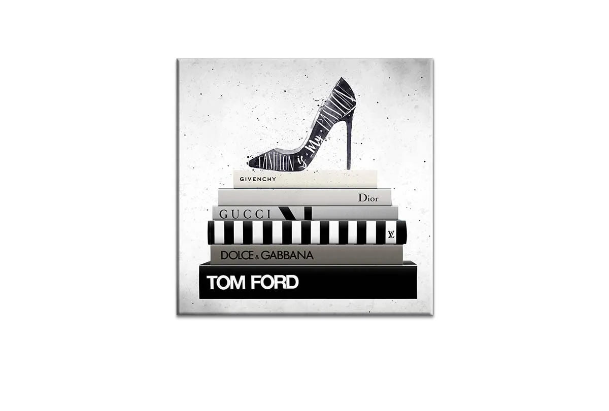 Fashion Books Stacked | Fashion Canvas Wall Art Print