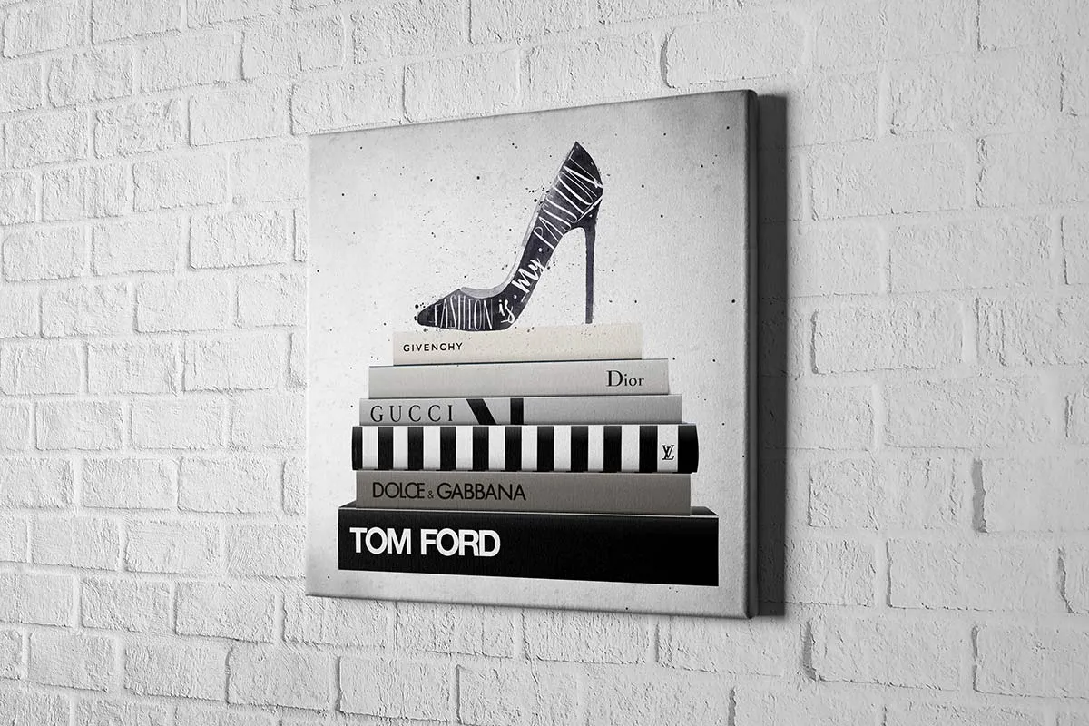Fashion Books Stacked | Fashion Canvas Wall Art Print