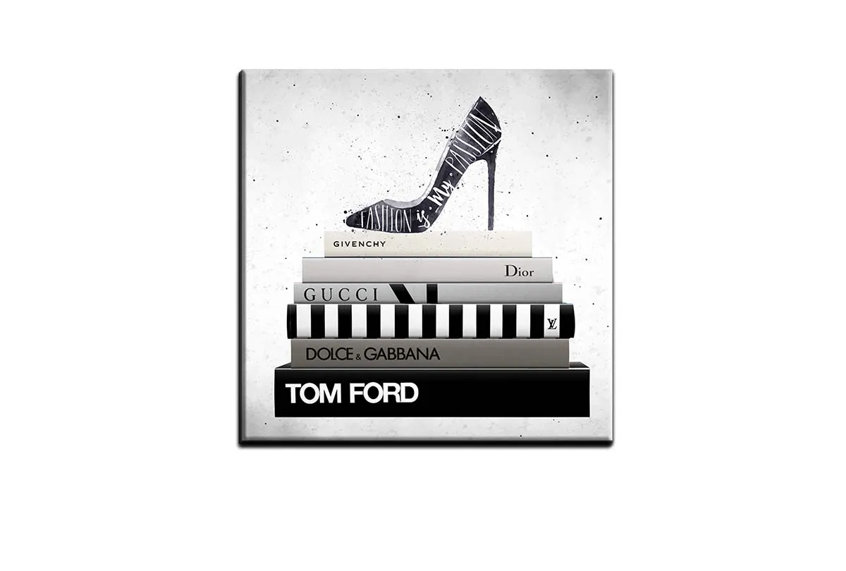Fashion Books Stacked | Fashion Canvas Wall Art Print