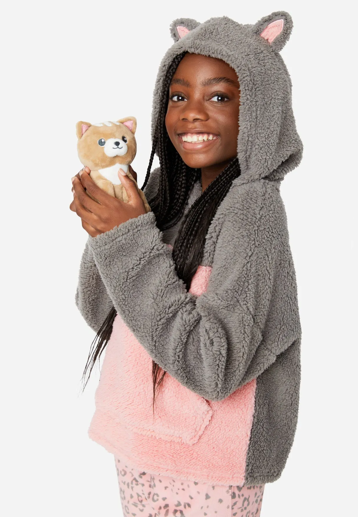 Faux Sherpa Kitten Pajama Set
