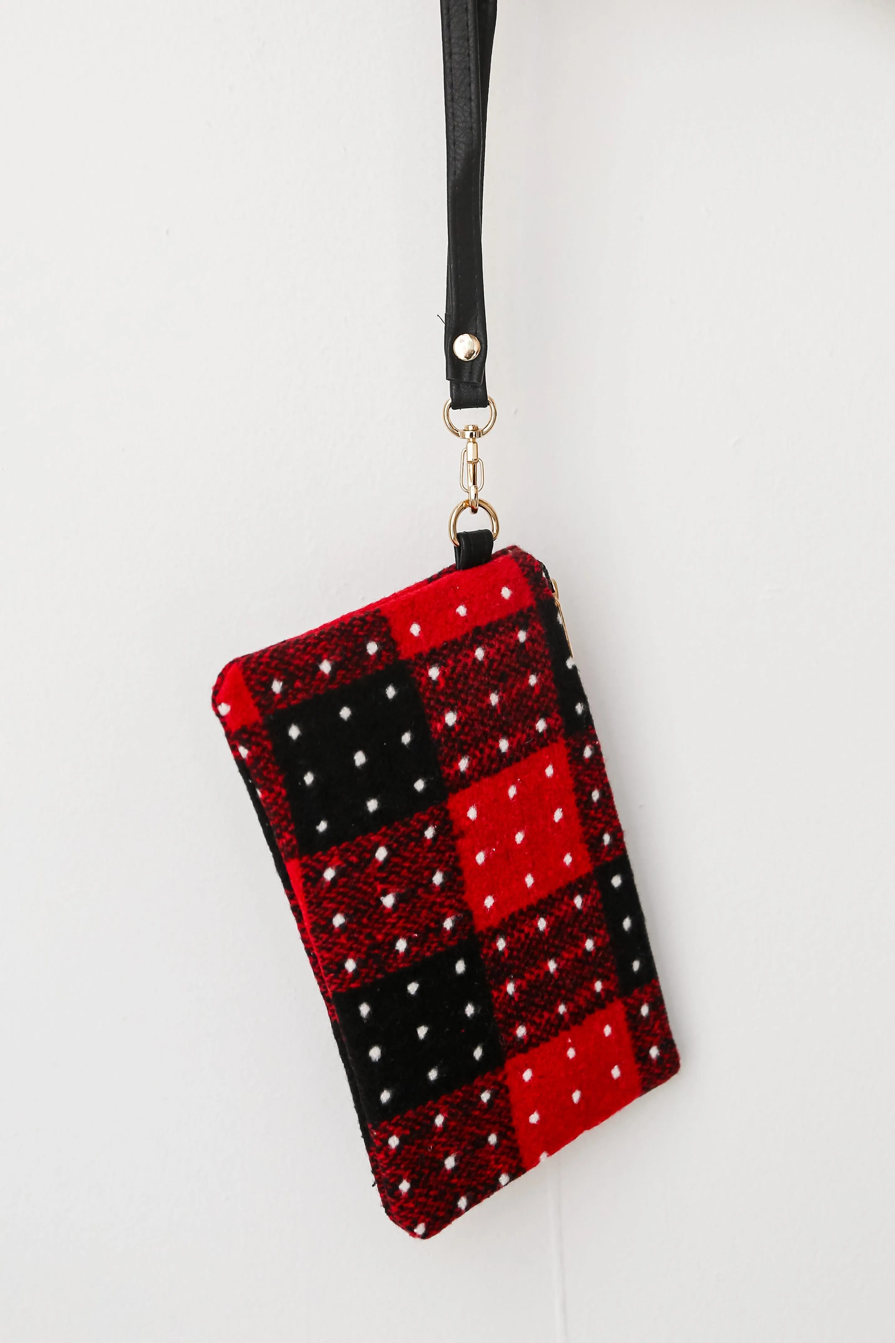 FINAL SALE - All The Feels Red Plaid Wristlet - DOORBUSTER