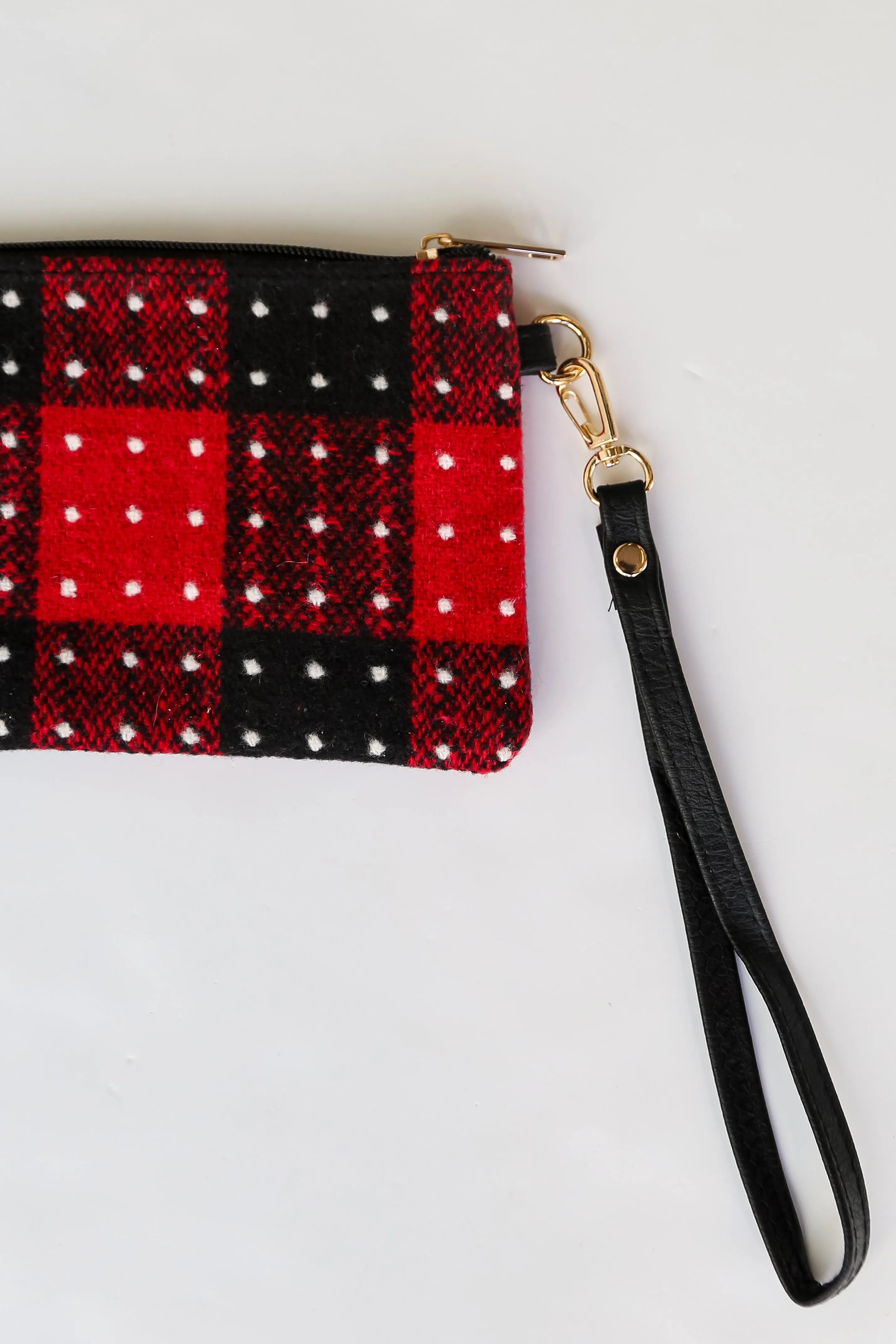 FINAL SALE - All The Feels Red Plaid Wristlet - DOORBUSTER