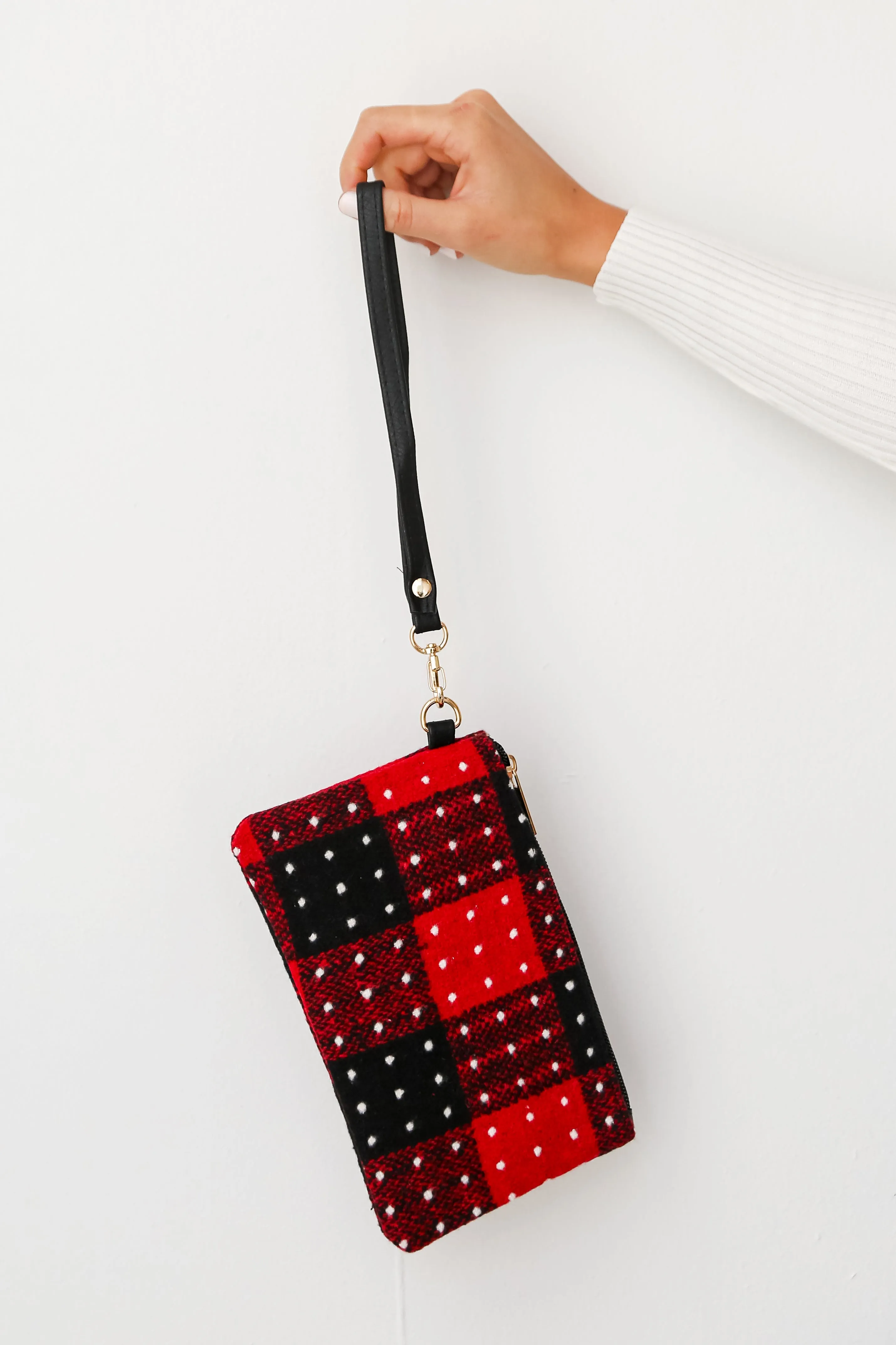 FINAL SALE - All The Feels Red Plaid Wristlet - DOORBUSTER