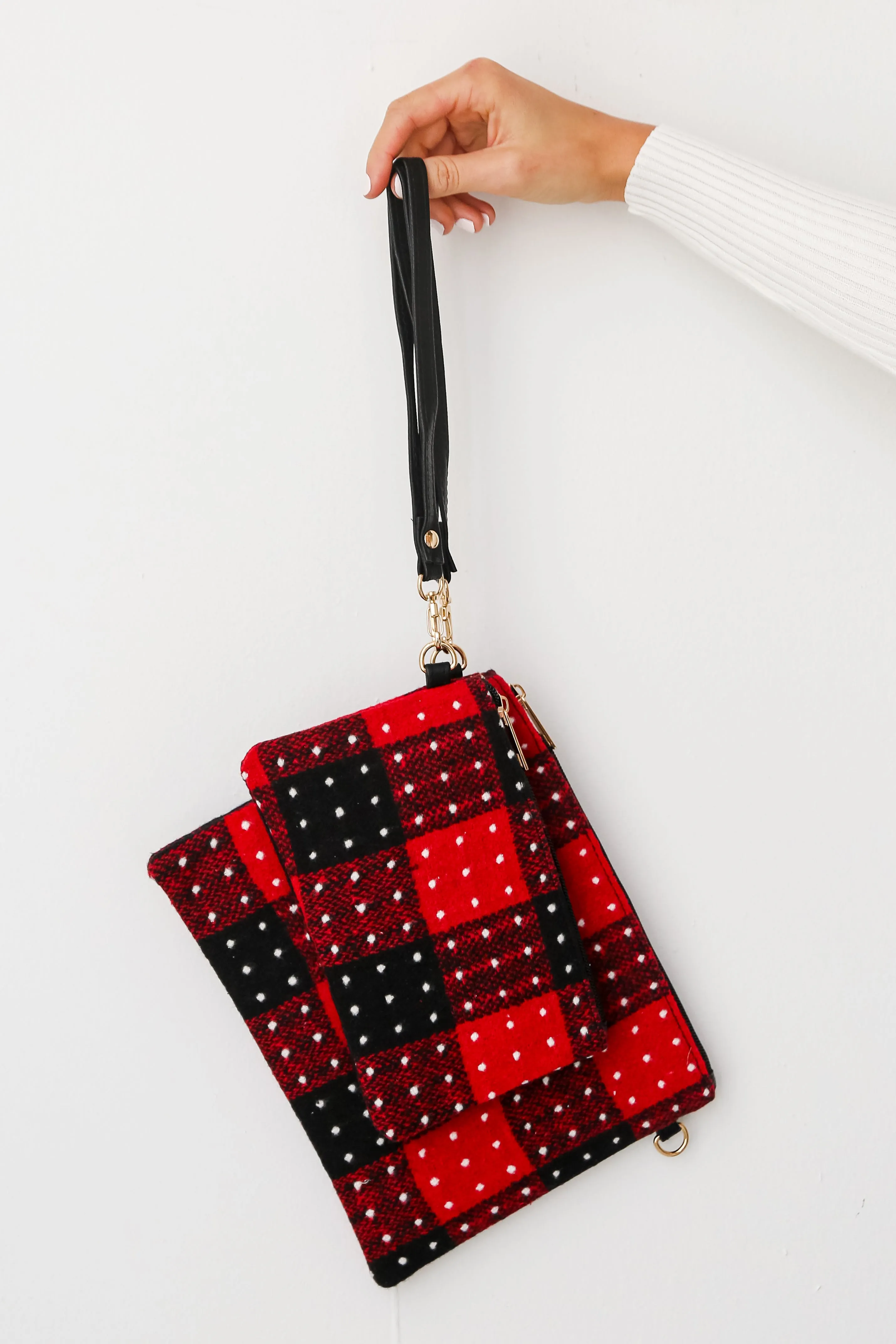 FINAL SALE - All The Feels Red Plaid Wristlet - DOORBUSTER
