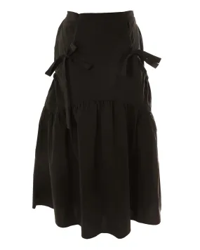 HSK510-TAFFETA BOW DETAIL SKIRT-Black