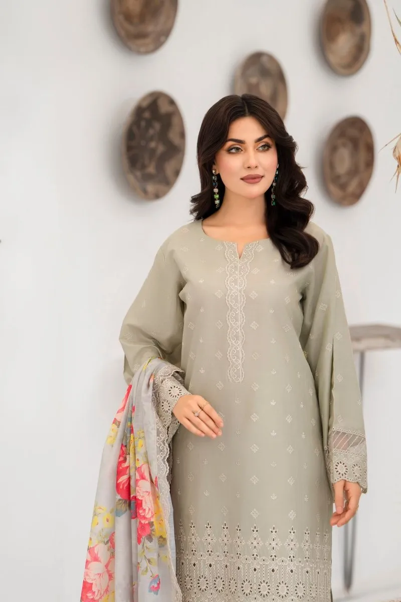 Elegant Karma Embroidered Chikankari Cotton Lawn Suit - Style KAR121 with Intricate Handwork