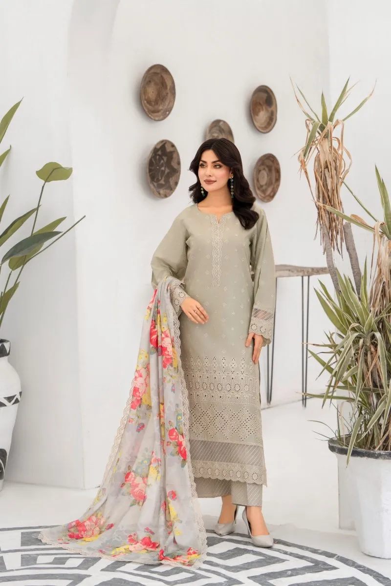 Elegant Karma Embroidered Chikankari Cotton Lawn Suit - Style KAR121 with Intricate Handwork