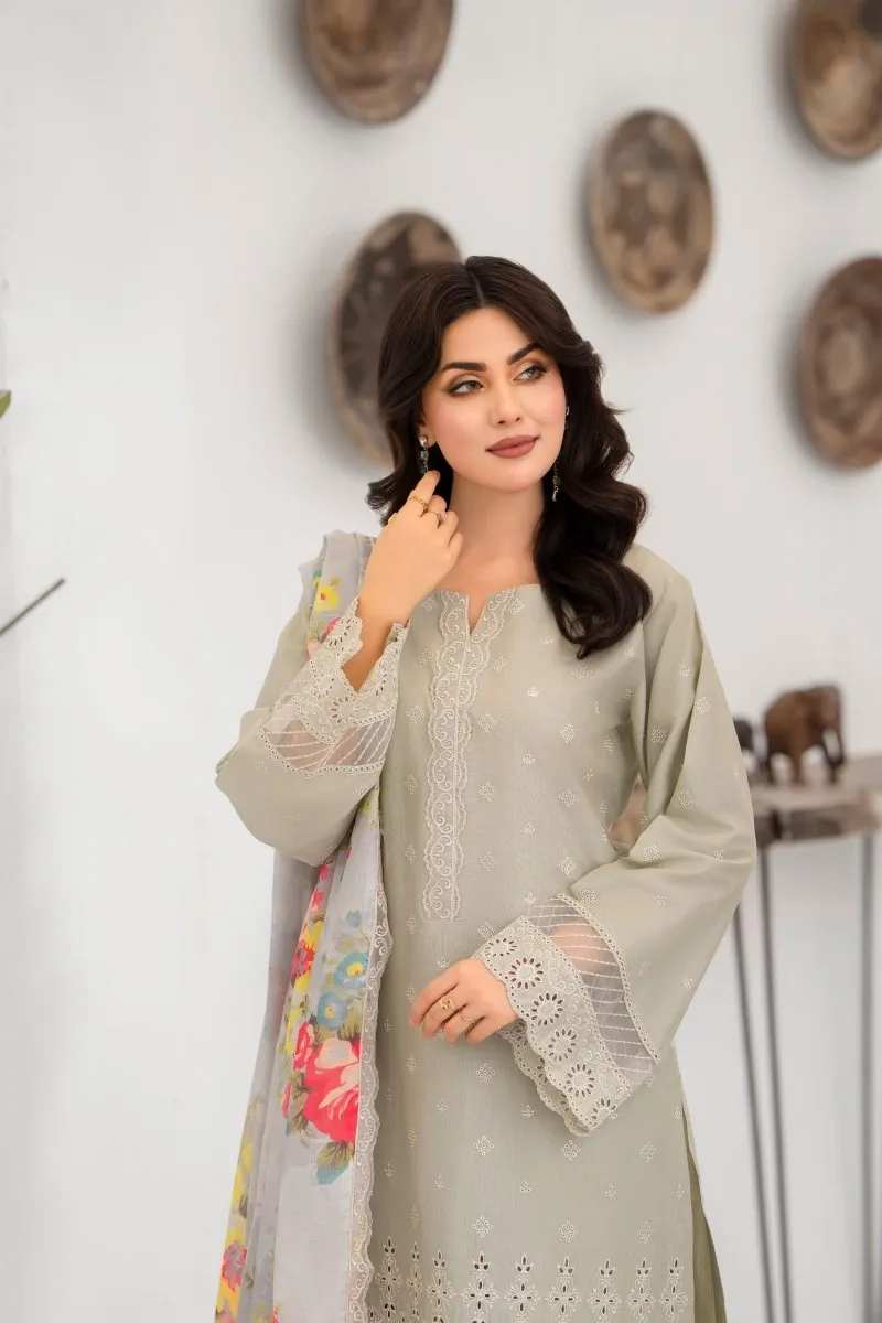 Elegant Karma Embroidered Chikankari Cotton Lawn Suit - Style KAR121 with Intricate Handwork