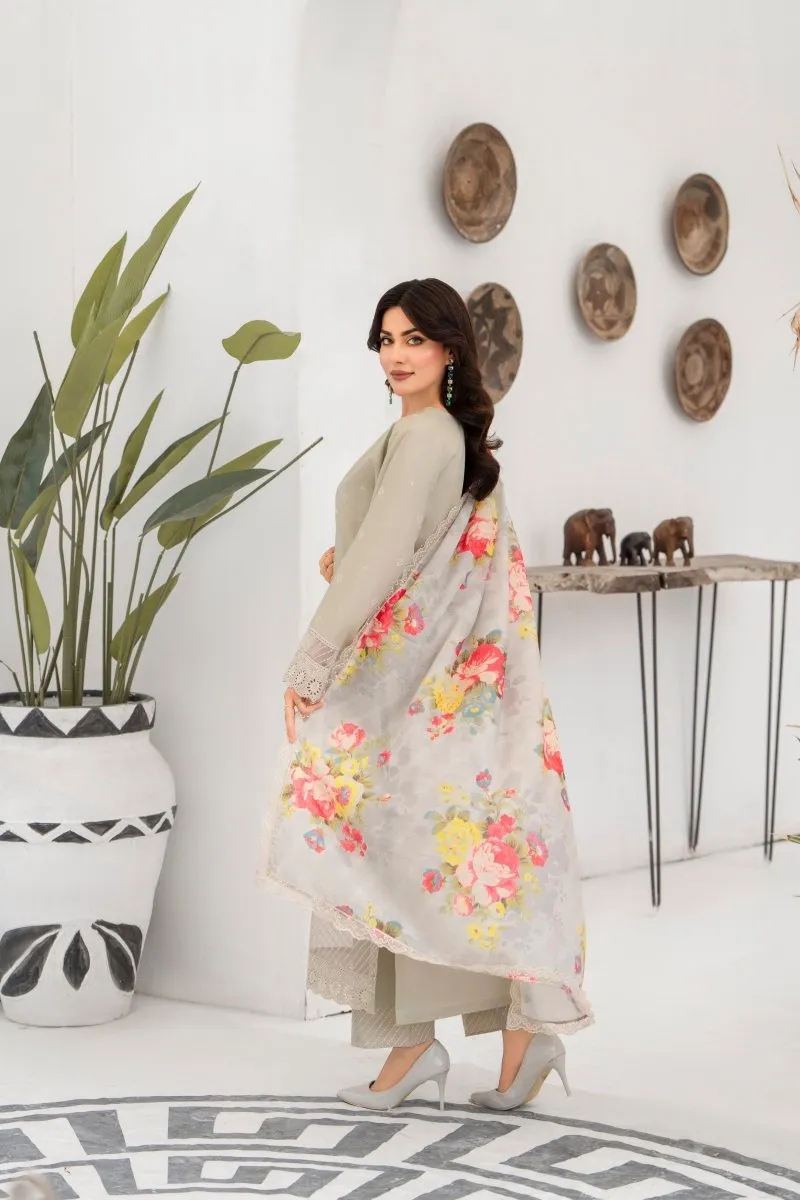 Elegant Karma Embroidered Chikankari Cotton Lawn Suit - Style KAR121 with Intricate Handwork