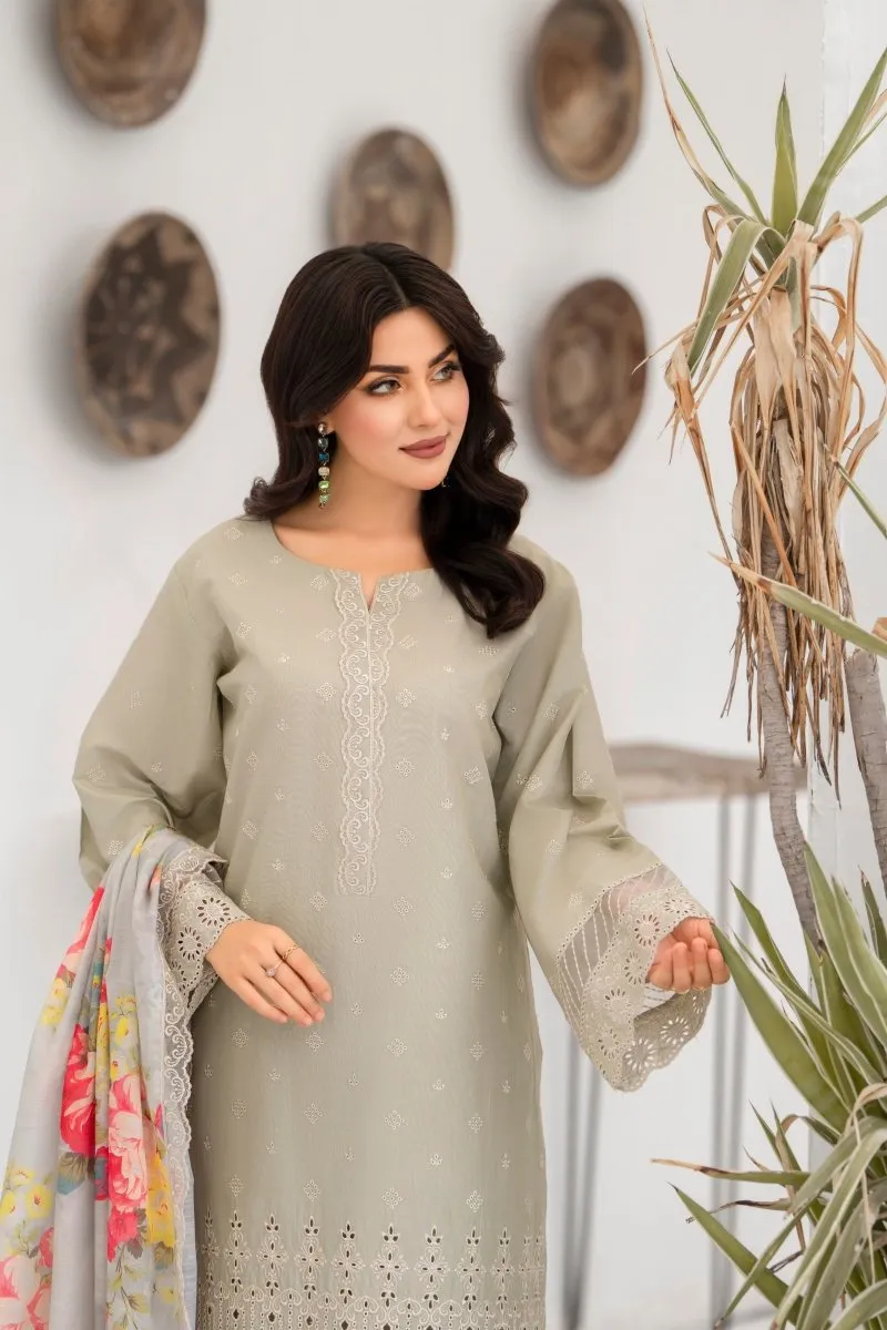 Elegant Karma Embroidered Chikankari Cotton Lawn Suit - Style KAR121 with Intricate Handwork