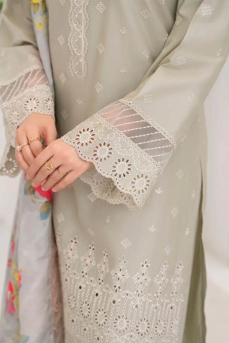 Elegant Karma Embroidered Chikankari Cotton Lawn Suit - Style KAR121 with Intricate Handwork