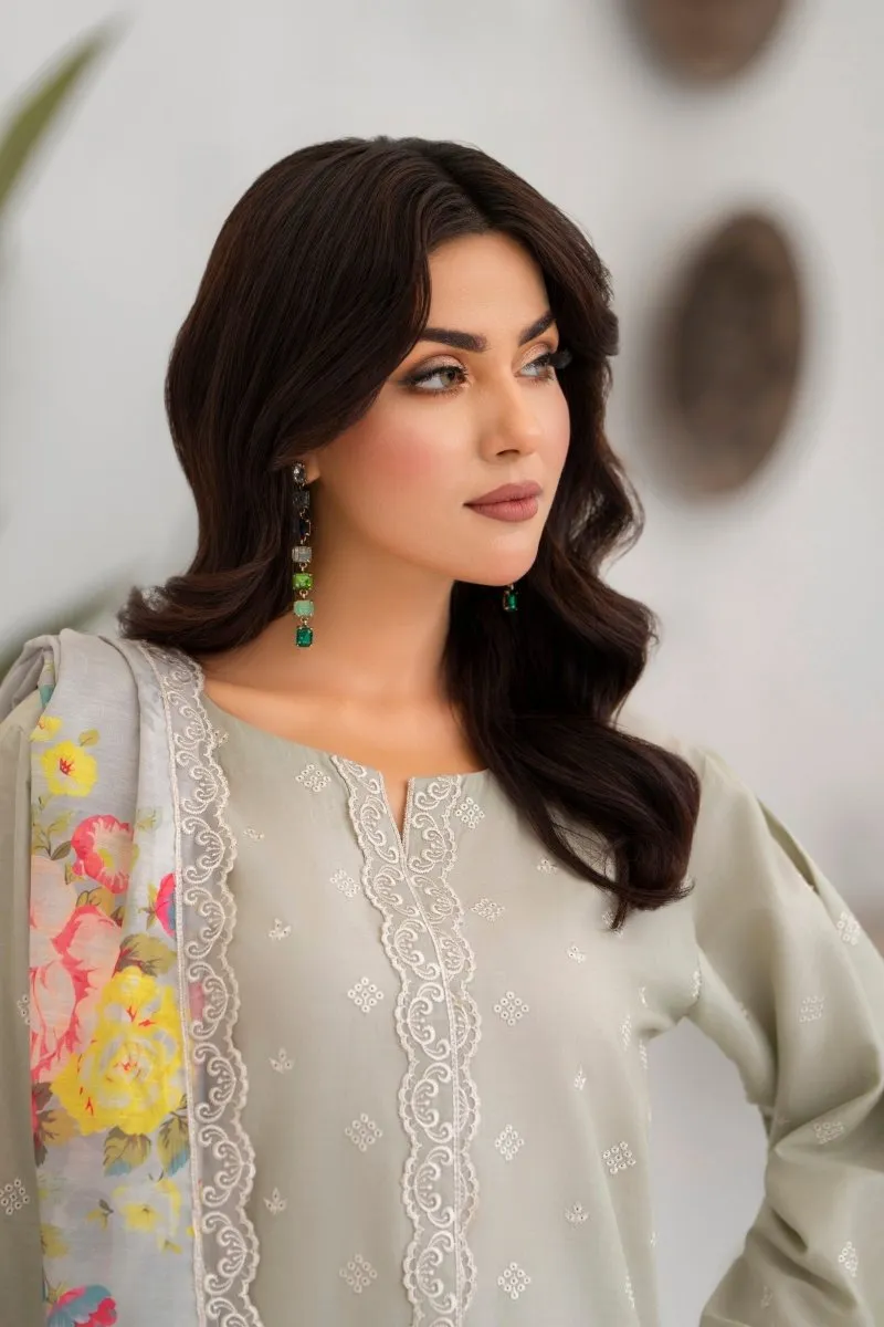 Elegant Karma Embroidered Chikankari Cotton Lawn Suit - Style KAR121 with Intricate Handwork