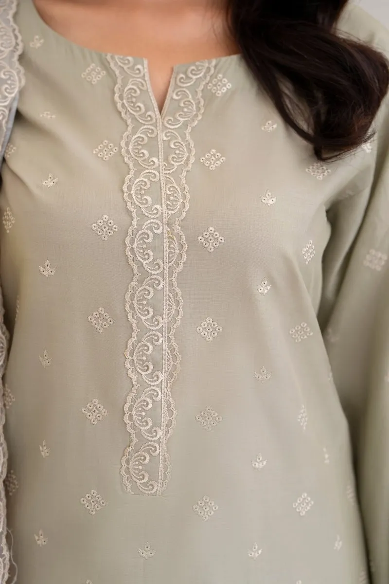 Elegant Karma Embroidered Chikankari Cotton Lawn Suit - Style KAR121 with Intricate Handwork