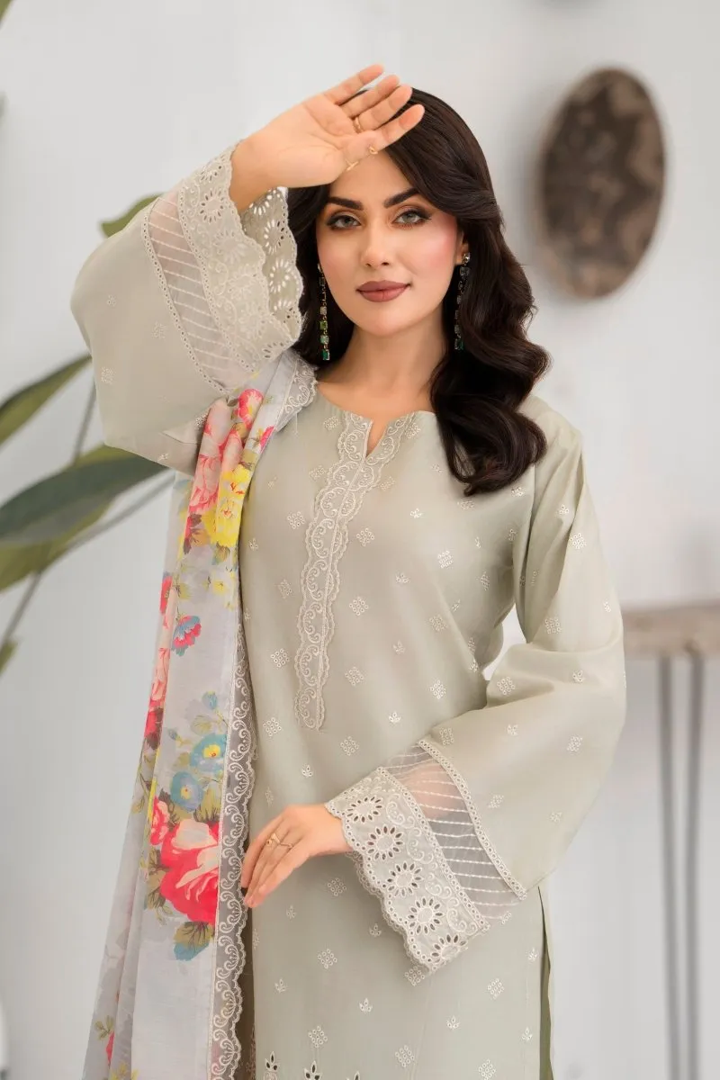 Elegant Karma Embroidered Chikankari Cotton Lawn Suit - Style KAR121 with Intricate Handwork