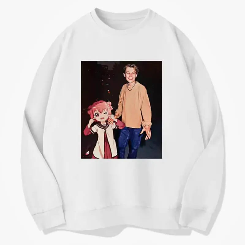 Leonardo DiCaprio and Anime Girl Sweatshirt Animecore