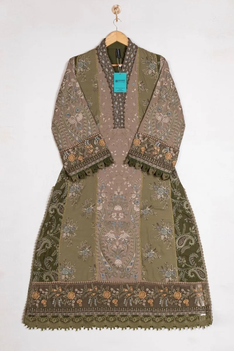 Maria B Linen Pakistani Suit DL-1003-Olive Green MAR128
