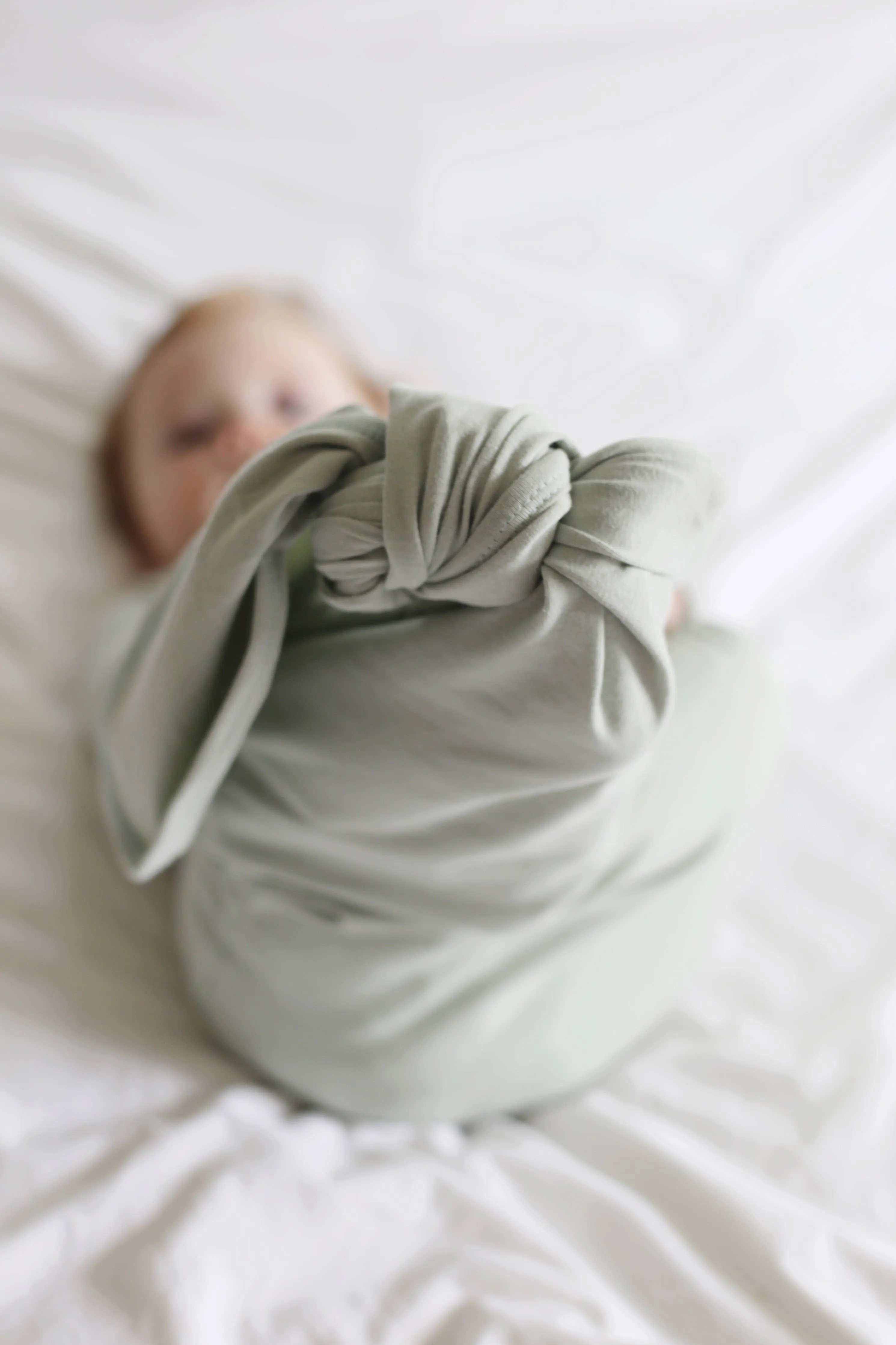 Mint Sage Organic Cotton Knotted Gown: 0-3 Months