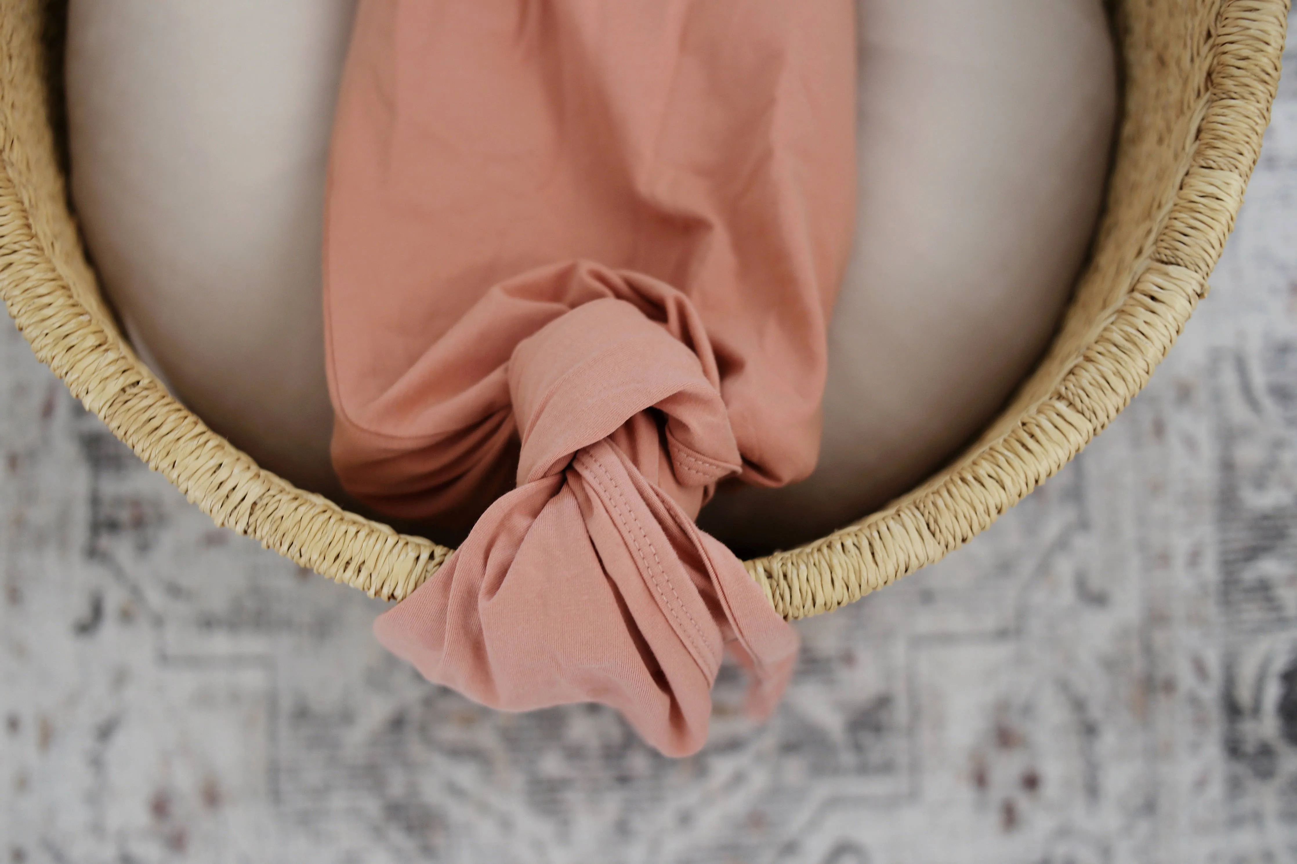 Organic Dusty Rose Cotton Knotted Gown: 0-3 Months