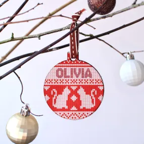 Personalised Cats Cross Stitch Jumper Bauble